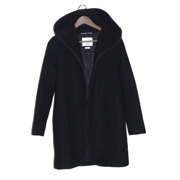 ARITZIA Wilfred Belted/Hooded Borda Coat with Wool & Cashmere, Black - Size XXS - Picture 11 of 16